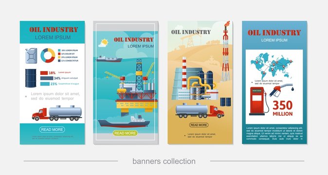 Flat Oil Industry Vertical Banners
