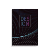 Abstract brochure cover design template with wavy lines design on dark background, color wave vector illustration.