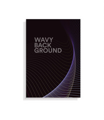 Abstract brochure cover design template with wavy lines design on dark background, color wave vector illustration.