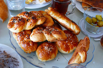 Newly built in oven breakfast sesame Pogača,