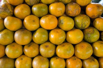 Close up Tangerine or green orange (Citrus reticulata Blanco ) very fresh Orange for background. Local Asian oranges