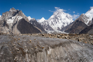 K2 mountain peak behind vigne glacier, Karakoram range, Pakistan
