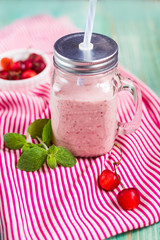 Fresh cherry smoothies