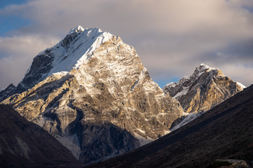 Lobuche east peak in a morning sunrise at Dingboche village, Everest region, Nepal