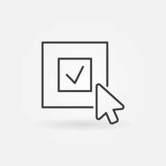 Click on check mark vector icon in outline style