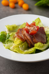 smoked duck salad on table