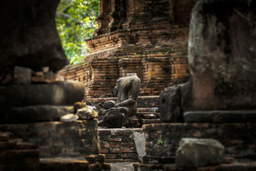 Fototapeta na wymiar Image of ruin Buddha statue, Ayutthaya, Thailand.