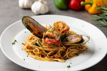 aglio olio spaghetti with seafood