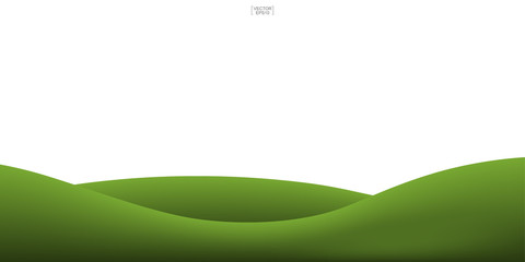 Green grass hill background isolated on white. Outdoor abstract background for natural template design. Vector.