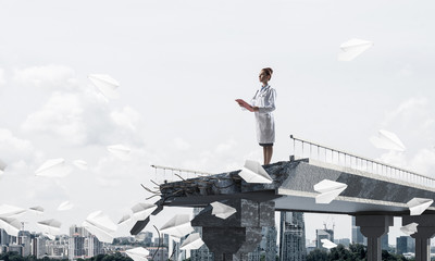 Woman on guard of city health