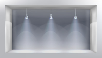 Display window. Empty space for exhibition. Vector illustration.