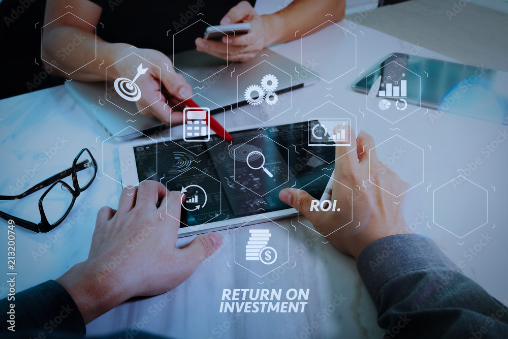 Poster business team meeting present. photo professional investor working with new startup project. finance