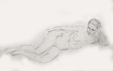 Pencil drawing, sketch