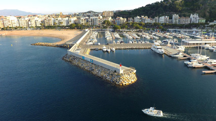 Fototapeta na wymiar Port of Blanes, Costa Brava, Spain, aerial view