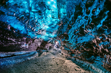 Ice cave inside glacier in Iceland.