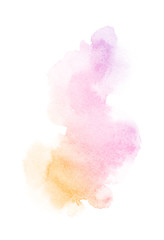 spectrum watercolor splash background isolated on white, for text,tag, logo, design. color like yellow,peach, pink, magenta, violet, blue