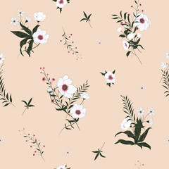 Seamless vector floral pattern with wild flowers
