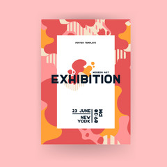 Creative universal art poster. Wave geometric pattern. Gallery or exhibition graphic elements