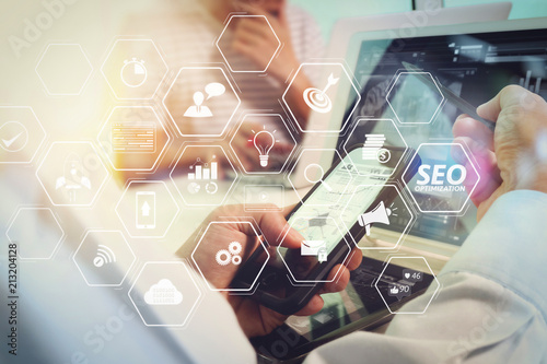 Business Team Meeting Present Photo Professional Investor Working With New Startup Project Finance Managers Meeting Digital Tablet Laptop Computer Design Smart Phone Using Blurred Background Wall Mural Everythingpossible wallsheaven