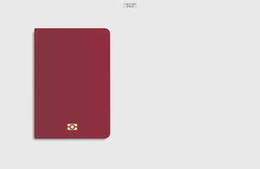 Red passport on white background. Vector.