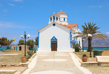 Agios Spyridon church of Elafonisos village island, Laconia, Peloponnese, Greece June 2018.