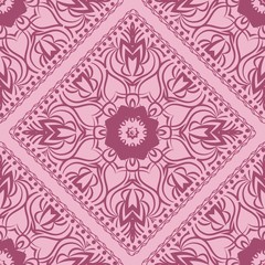 Design of a Scarf with a Geometric Flower Pattern of Mandala. Vector illustration. Seamless. For Print Bandana, Shawl, Carpet