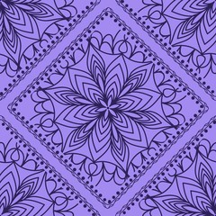 pattern with floral mandala, decorative seamless Vector illustration.