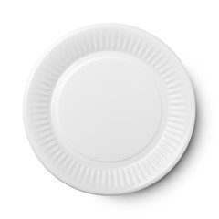 Empty ceramic round plate isolated on white with clipping path