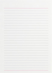 Detailed lined paper texture, isolated with clipping path.