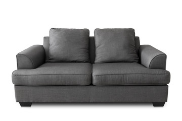 Studio shot of a grey modern sofa isolated on white background with clipping path.