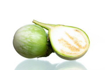Yellow berried nightshade or thai eggplant on white background