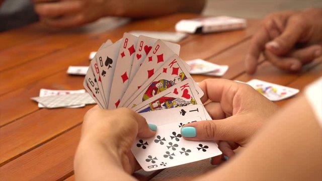 Woman Is Playing Cards, Young Woman Hands