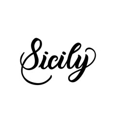 City logo isolated on white. Black label or logotype. Vintage badge calligraphy in grunge style. Great for t-shirts or poster. Sicily, Italy