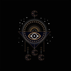 Dream trap, religion, spirituality ethnic symbol vector Illustration on a black background