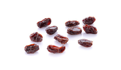 Raisins isolated on a white background.
