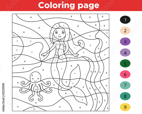 Enlightening activity for youngsters. Shade as a result of quantities. Cartoon mermaid graphic regarding Printable Color by Number known as Informative sport for young children. Colour by way of figures. Cartoon mermaid