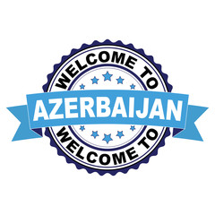 Welcome to Azerbaijan blue black rubber stamp illustration vector on white background
