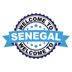 Welcome to Senegal blue black rubber stamp illustration vector on white background