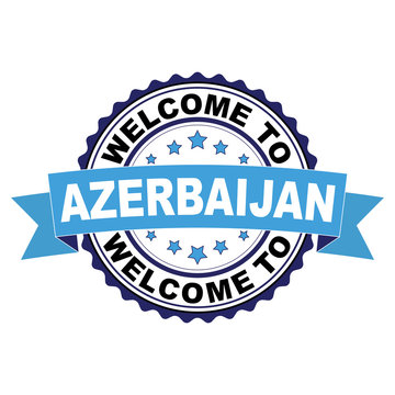 Welcome to Azerbaijan blue black rubber stamp illustration vector on white background