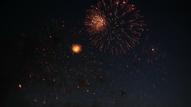 beautiful fireworks show in the night sky