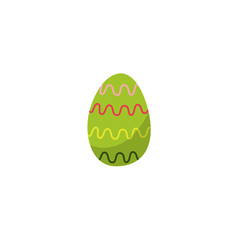 Vector flat decorated easter egg with abstract curves print. Holiday spring traditional decoration, celebration symbol. Greeting card, poster banner design, isolated illustration white background