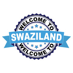 Welcome to Swaziland blue black rubber stamp illustration vector on white background