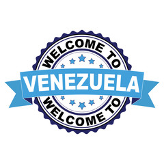 Welcome to Venezuela blue black rubber stamp illustration vector on white background
