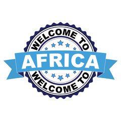 Obraz premium Welcome to Africa blue black rubber stamp illustration vector on white background