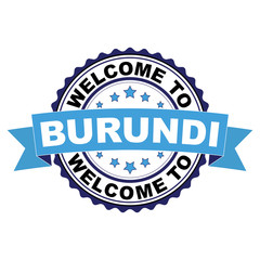 Welcome to Burundi blue black rubber stamp illustration vector on white background