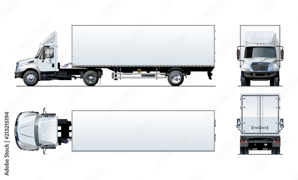 Wall mural vector semi truck template isolated on white