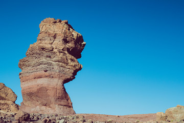 Roque Cinchado unique rock formation Teide National Park, Tenerife, Canary Islands, Spain.