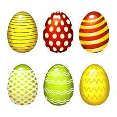 Set of Easter Eggs in variations, isolated on white.