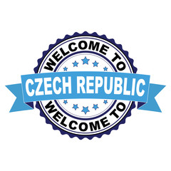 Welcome to Czech republic blue black rubber stamp illustration vector on white background