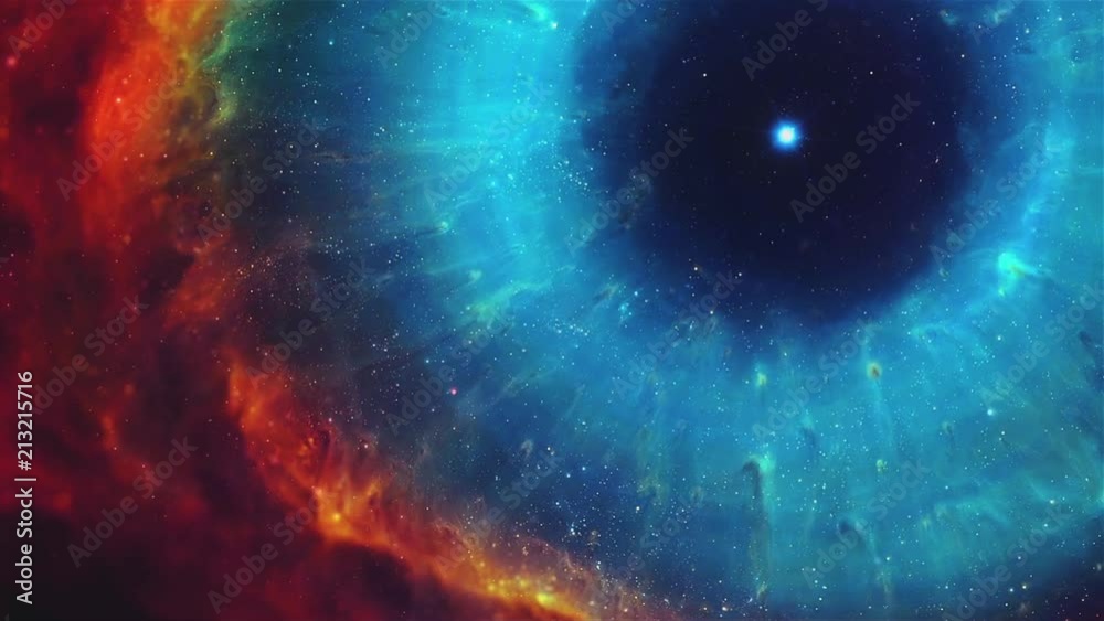 Wall mural colorful dynamic nebula fly through stars in helix nebula space background